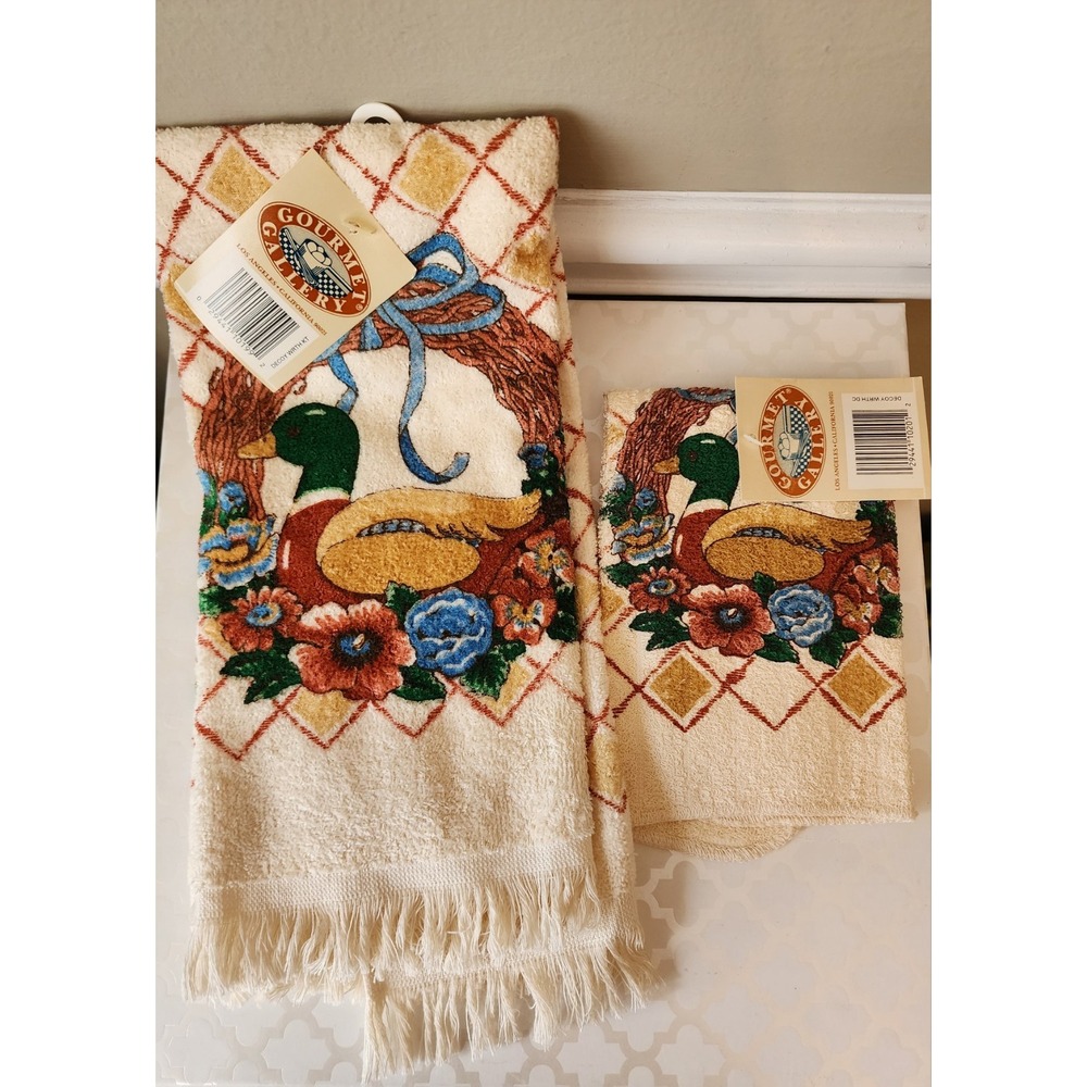 NWT Vtg Duck Mallard Kitchen Hand Towel Washcloth Cannon Cottagecore